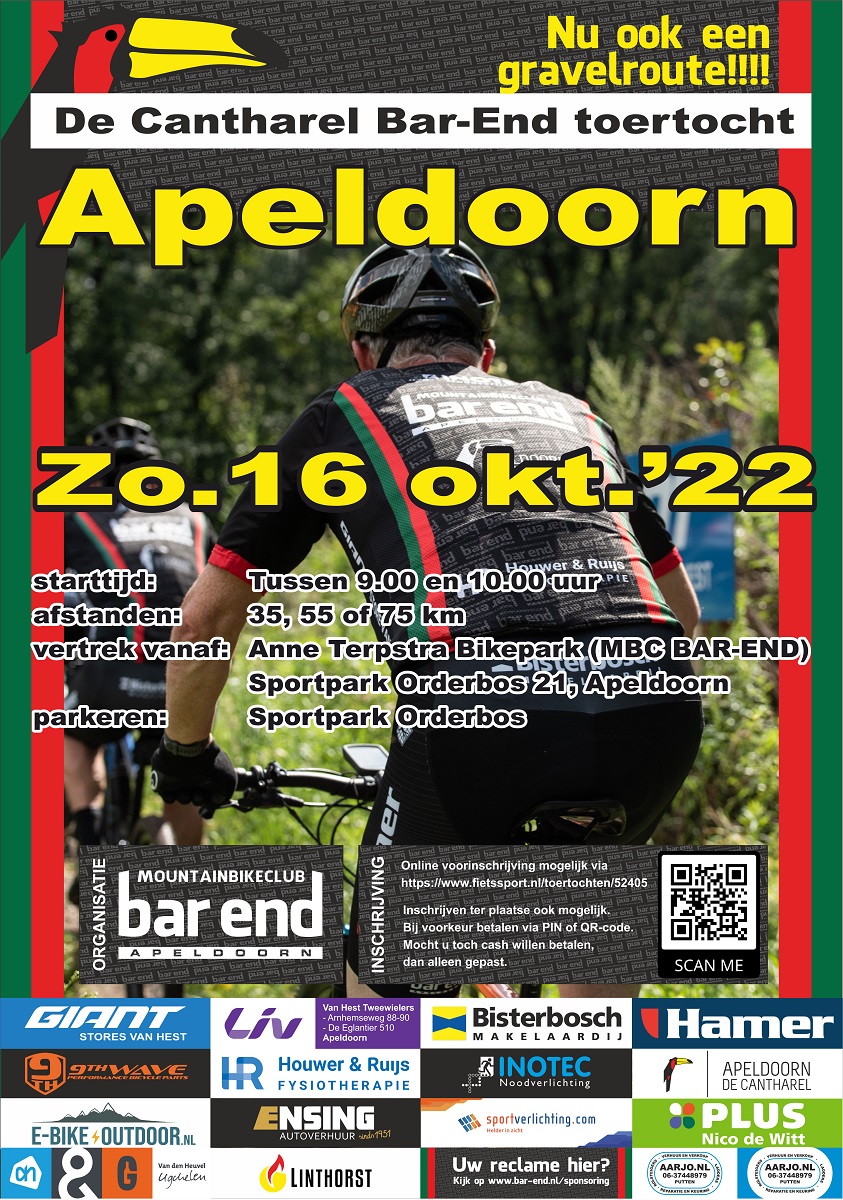 Zondag 16 oktober MTB toertocht & Gravelride Apeldoorn